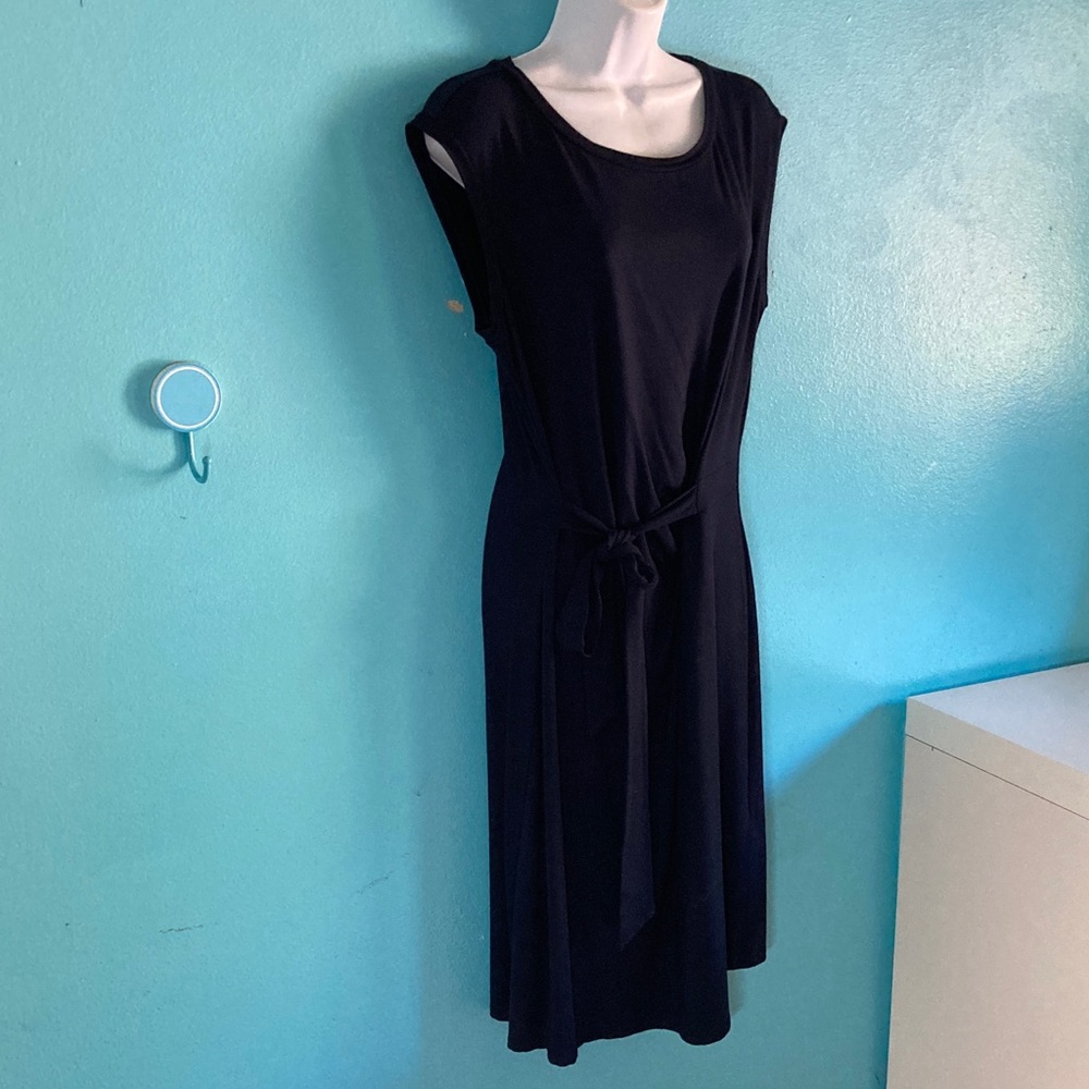 Brooks Brothers Womens Size M Navy Blue Pullover Tie Waist Casual Midi Dress